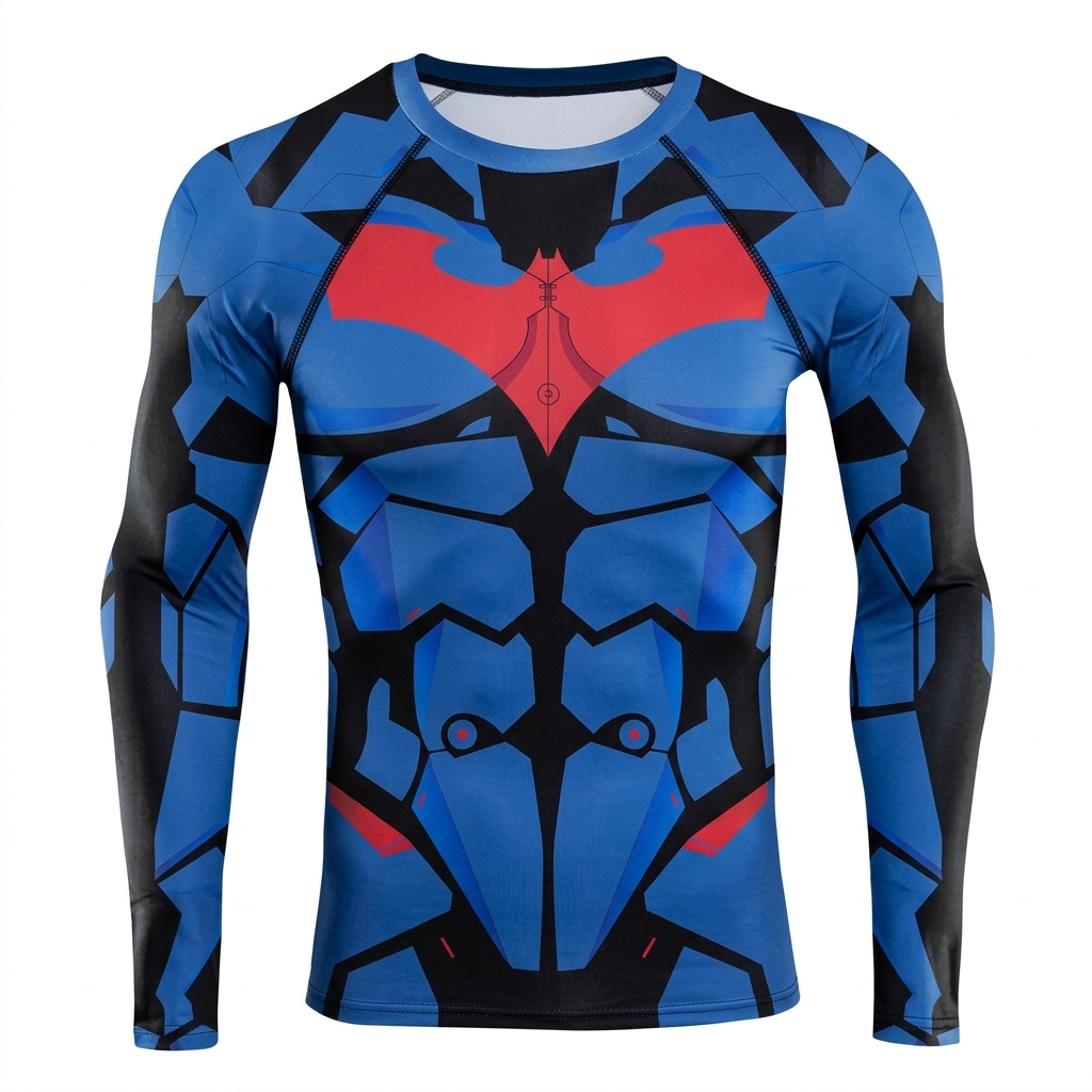 Batman Future Blue Red Long Sleeve Compression Shirt