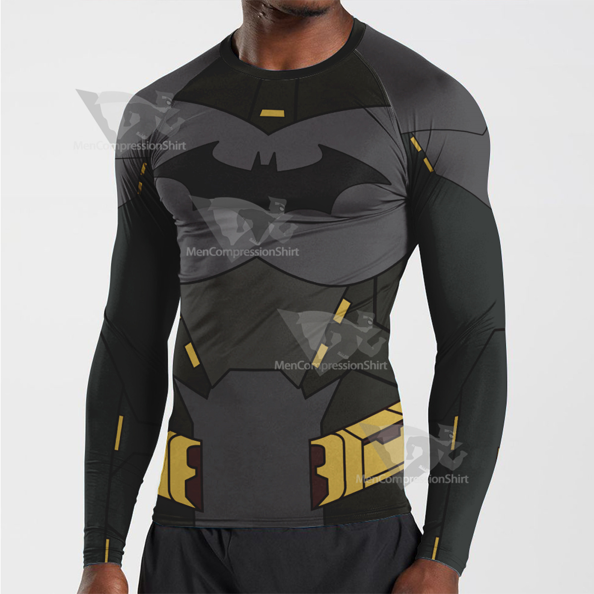 Batman Uniform Grey Yellow Long Sleeve Compression Shirt