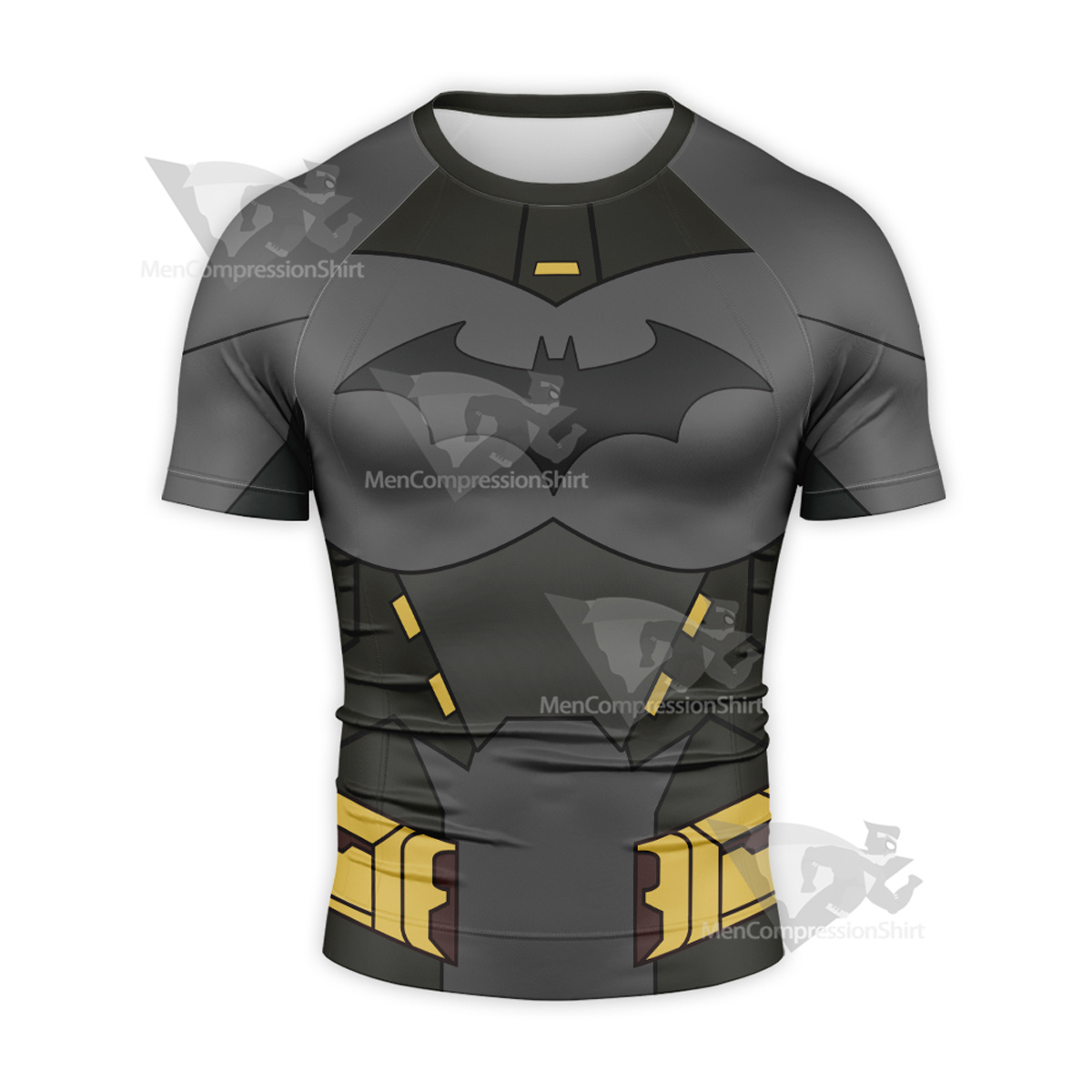 Batman Grey Yellow Uniform Short Sleeve Compression Shirt