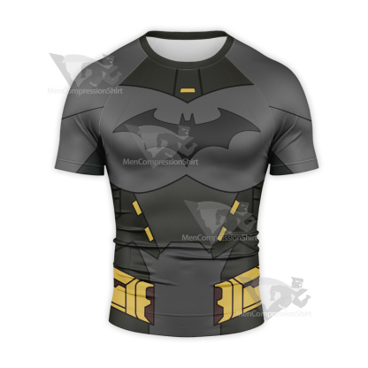 Batman Grey Yellow Uniform Short Sleeve Compression Shirt