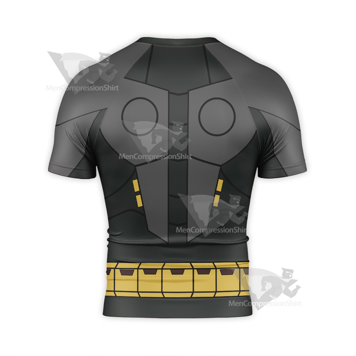 Batman Grey Yellow Uniform Short Sleeve Compression Shirt