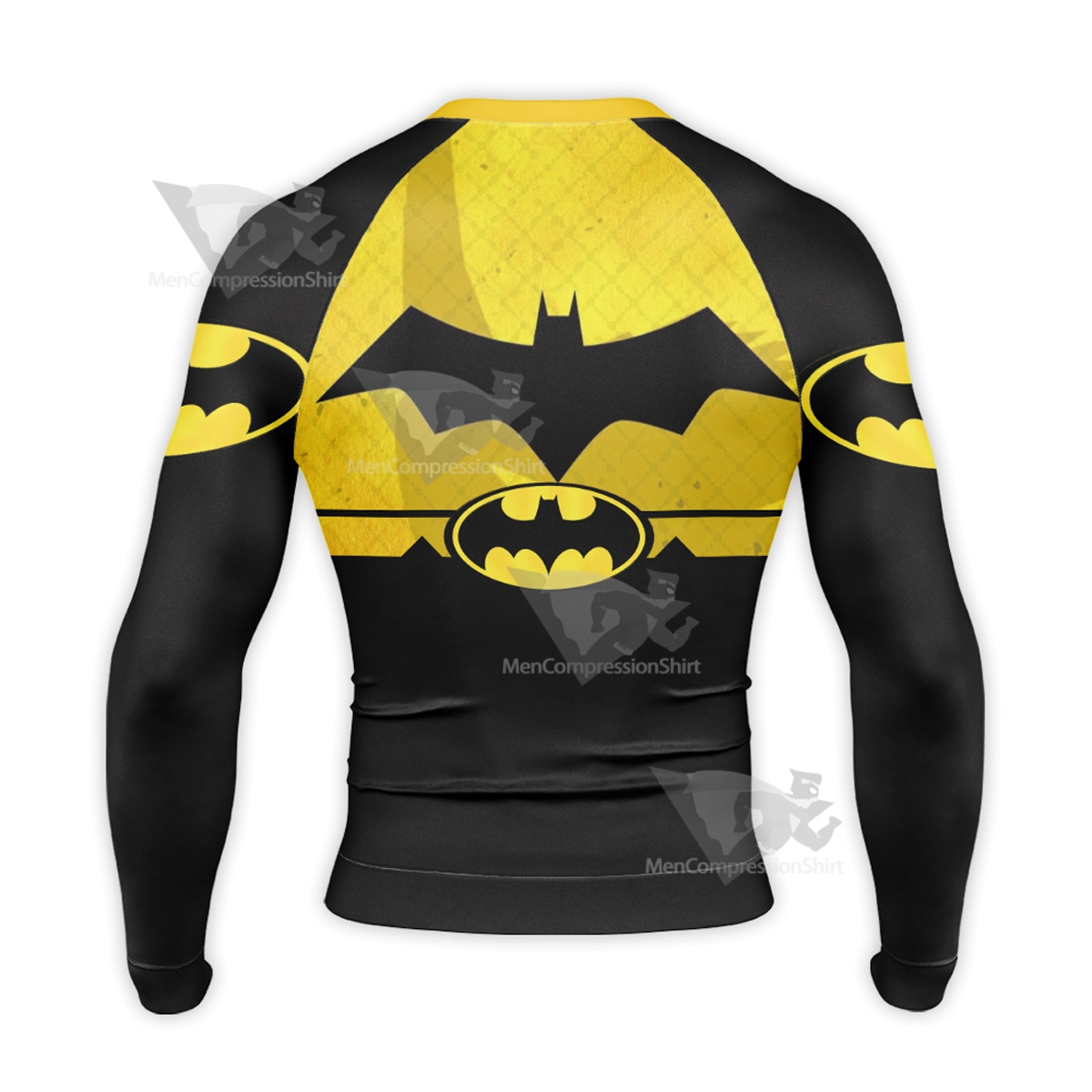 Batman Logo New Yellow Long Sleeve Compression Shirt