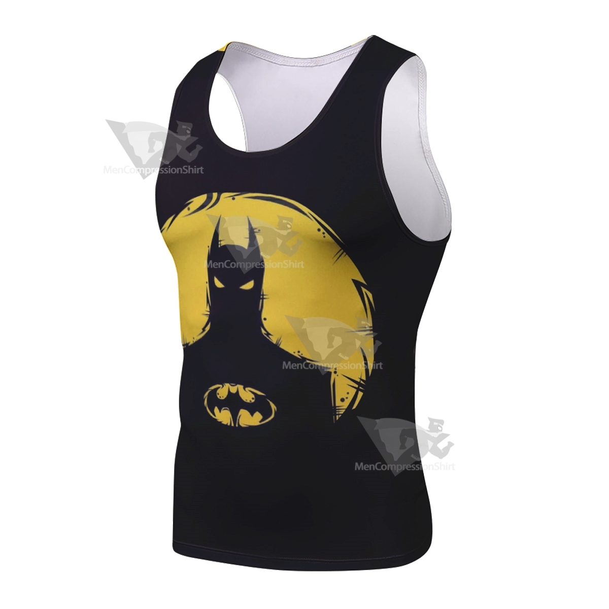 Batman Logo New Style Yellow Sleeveless Compression Shirt