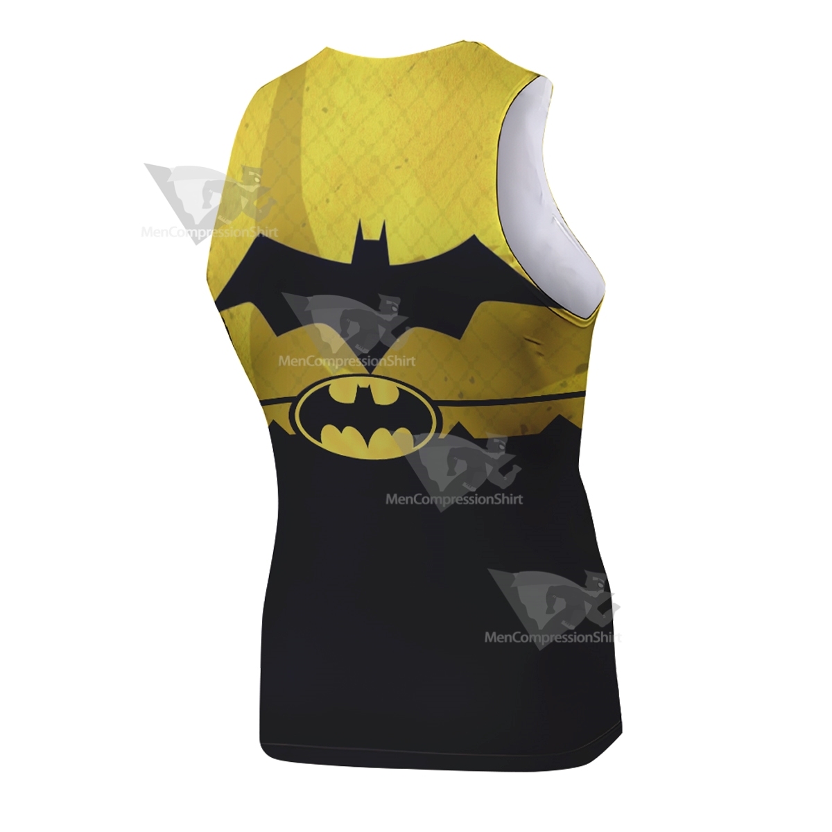 Batman Logo New Style Yellow Sleeveless Compression Shirt
