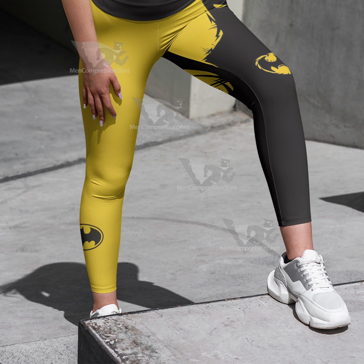 Batman Logo New Style Yellow Women Compression Legging-MensCompressionShirt