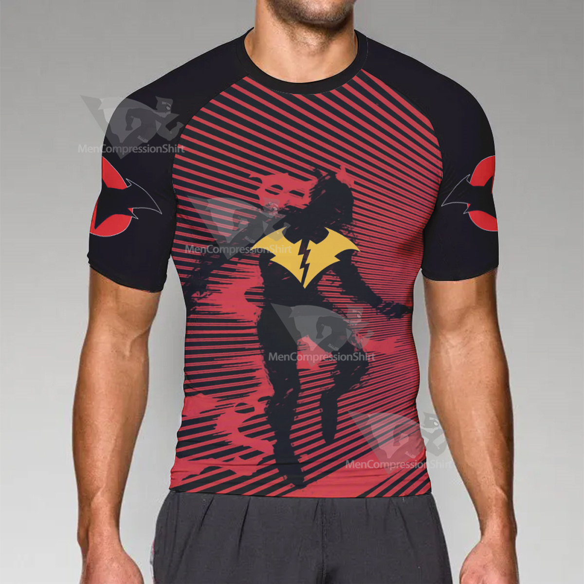 Batman Red Death Red Short Sleeve Compression Shirt
