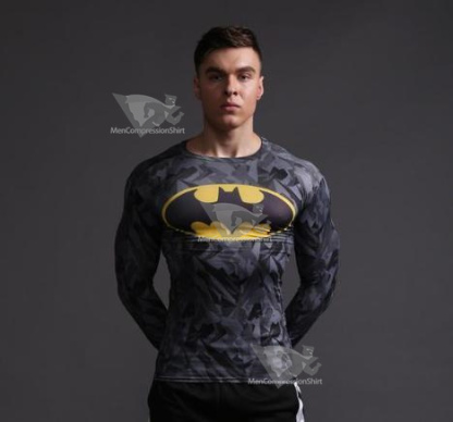 Batman Returns Camouflage Compression Long Sleeve Rash Guard