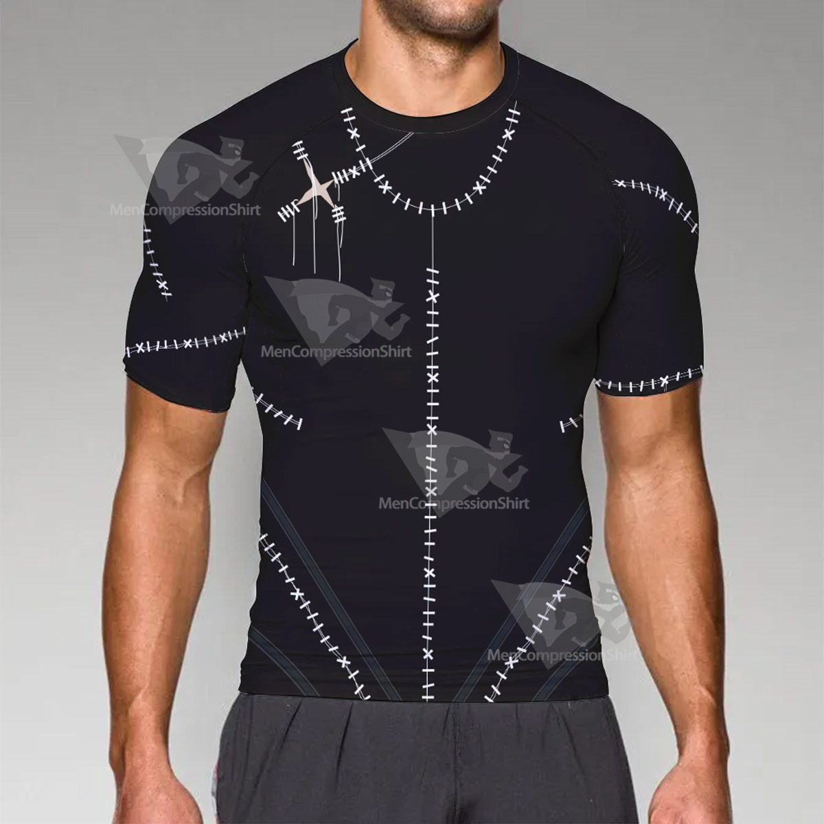 Batman Returns Catwoman Black Short Sleeve Compression Shirt