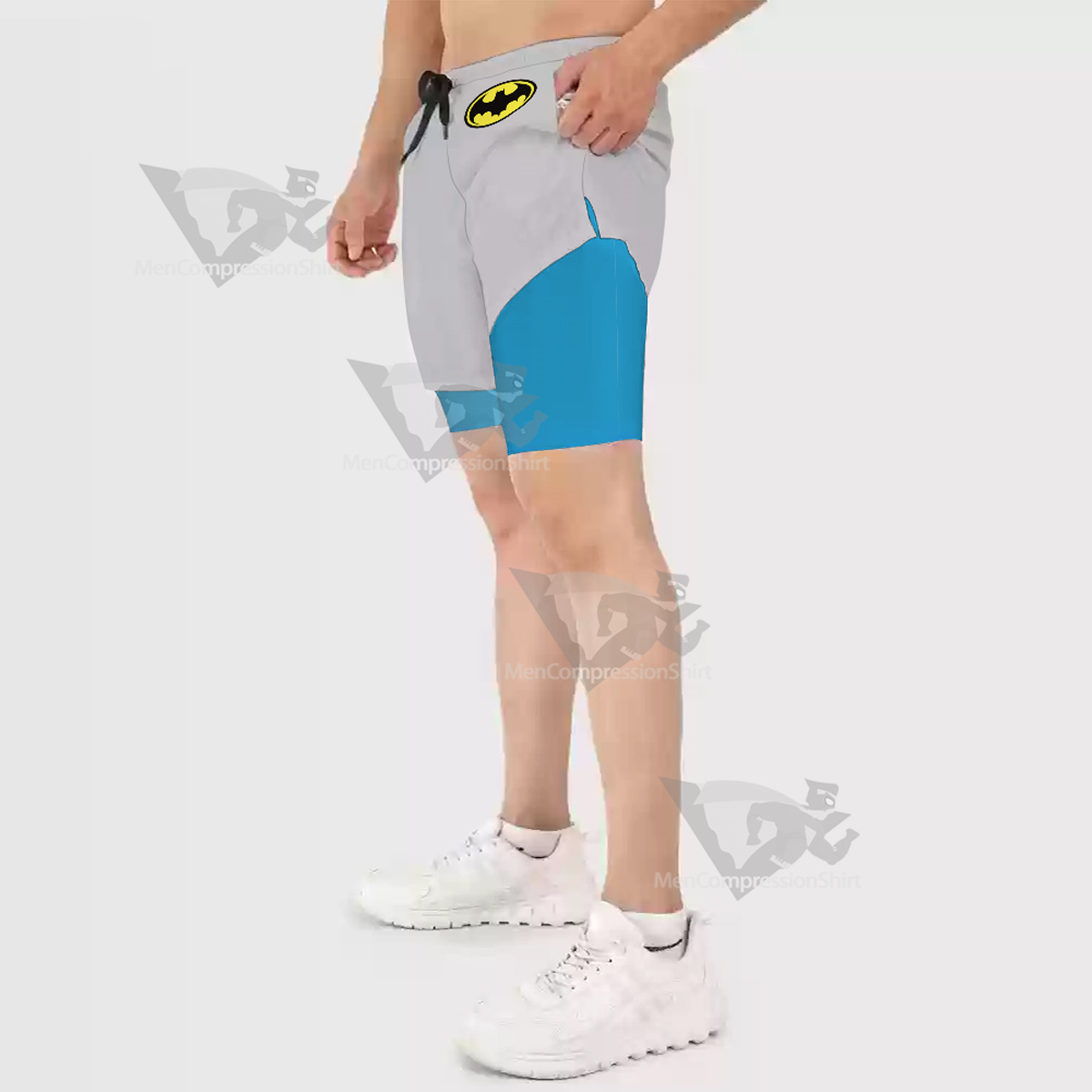 Batman Symbol Grey Men Compression Gym Short