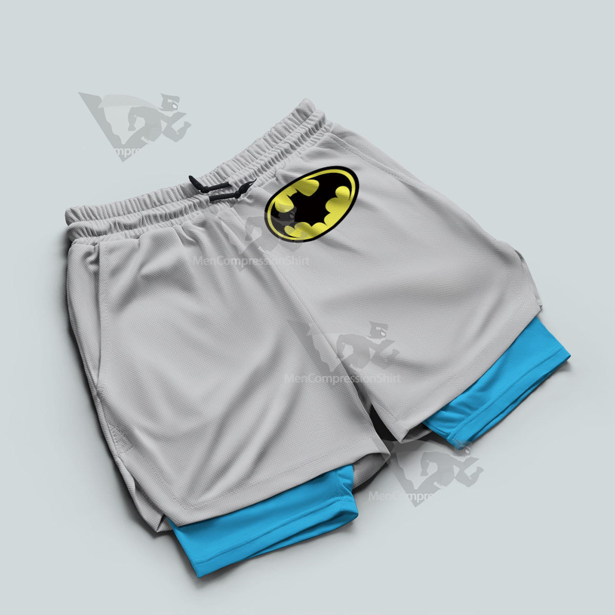 Batman Symbol Grey Men Compression Gym Short