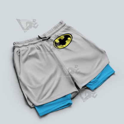 Batman Symbol Grey Men Compression Gym Short