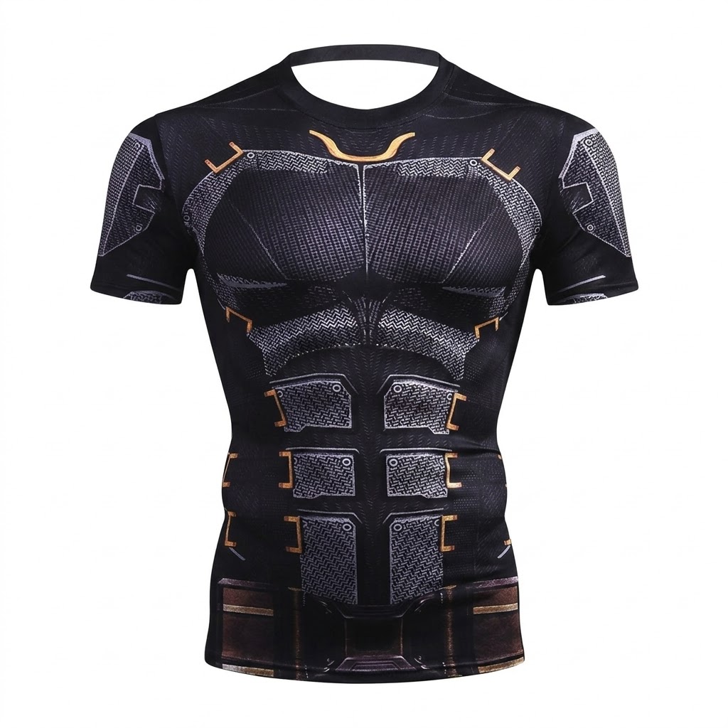 Batman Tactical Orange Red Short Sleeve Compression Shirt