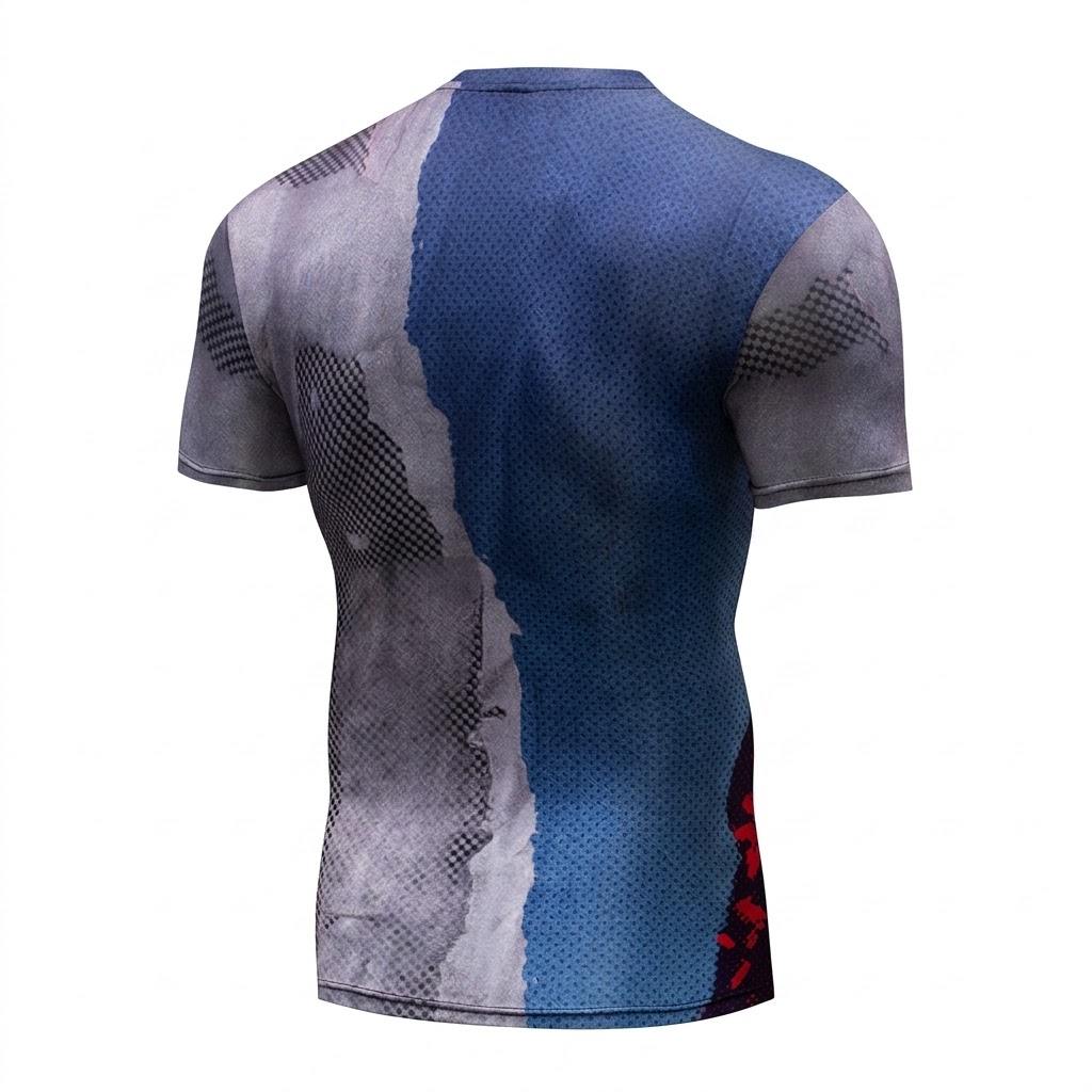 Batman Vs superboy Art Blue Red Short Sleeve Compression Shirt