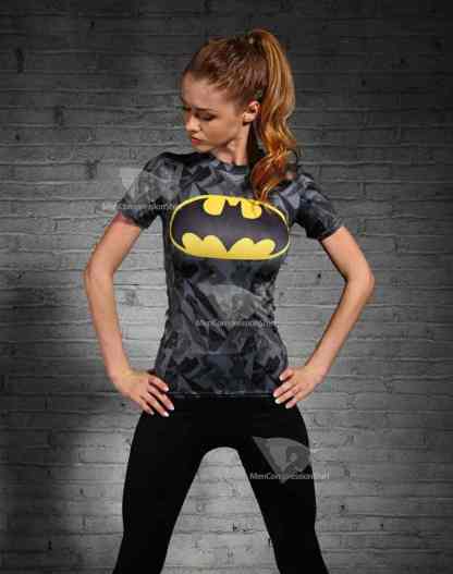 Batman Wayne Short Sleeves Gym Compression Shirt For Women