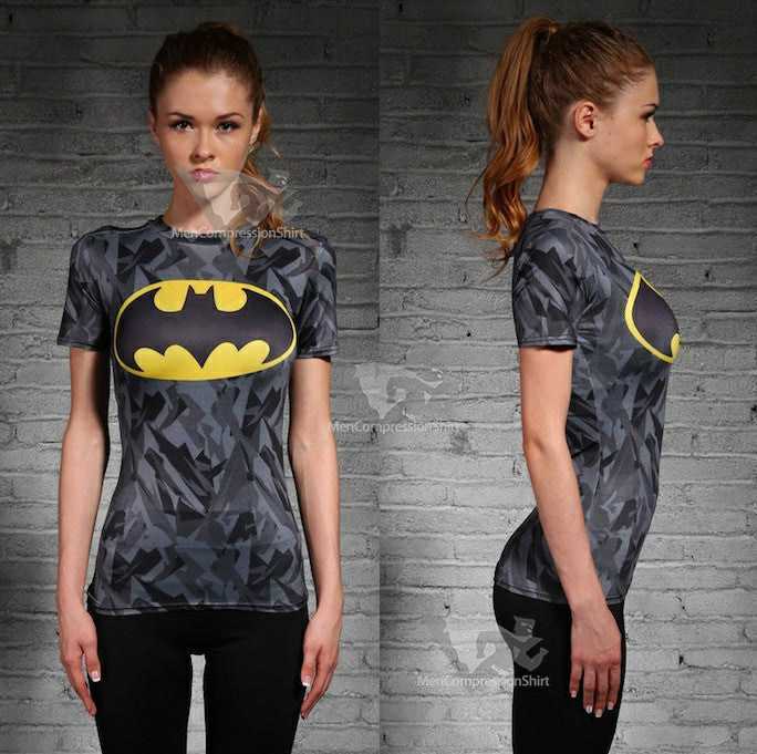 Batman Wayne Short Sleeves Gym Compression Shirt For Women