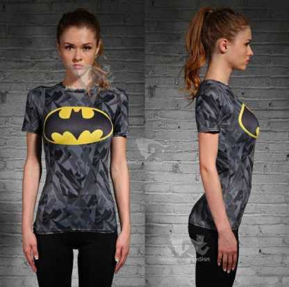 Batman Wayne Short Sleeves Gym Compression Shirt For Women