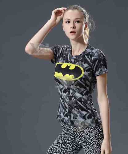 Batman Wayne Short Sleeves Gym Compression Shirt For Women