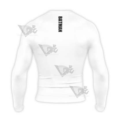 Batman White Ripped Clothing Badge 1989 Long Sleeve Compression Shirt