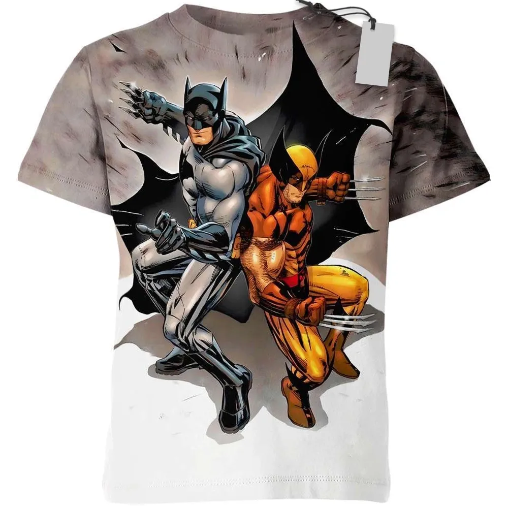 Batman X Wolverine Superpower Heroes T-Shirt Justic League Superpower Tee