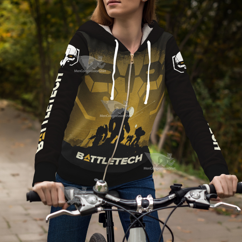 Battletech Yellow Silhouette Zip Up Hoodie
