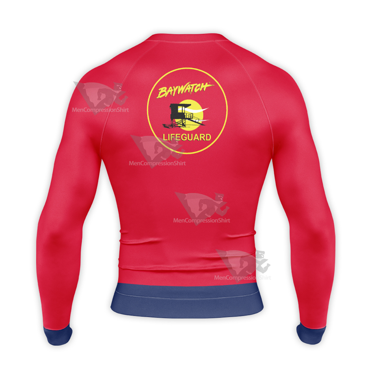 Baywatch Lifeguard Red Long Sleeve Compression Shirt