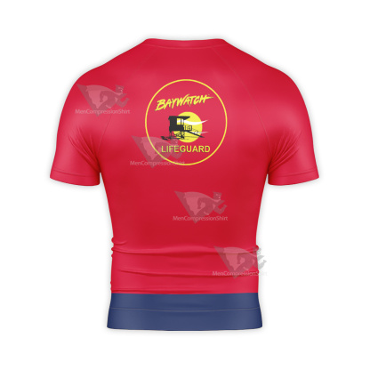 Baywatch Lifeguard Red Short Sleeve Compression Shirt