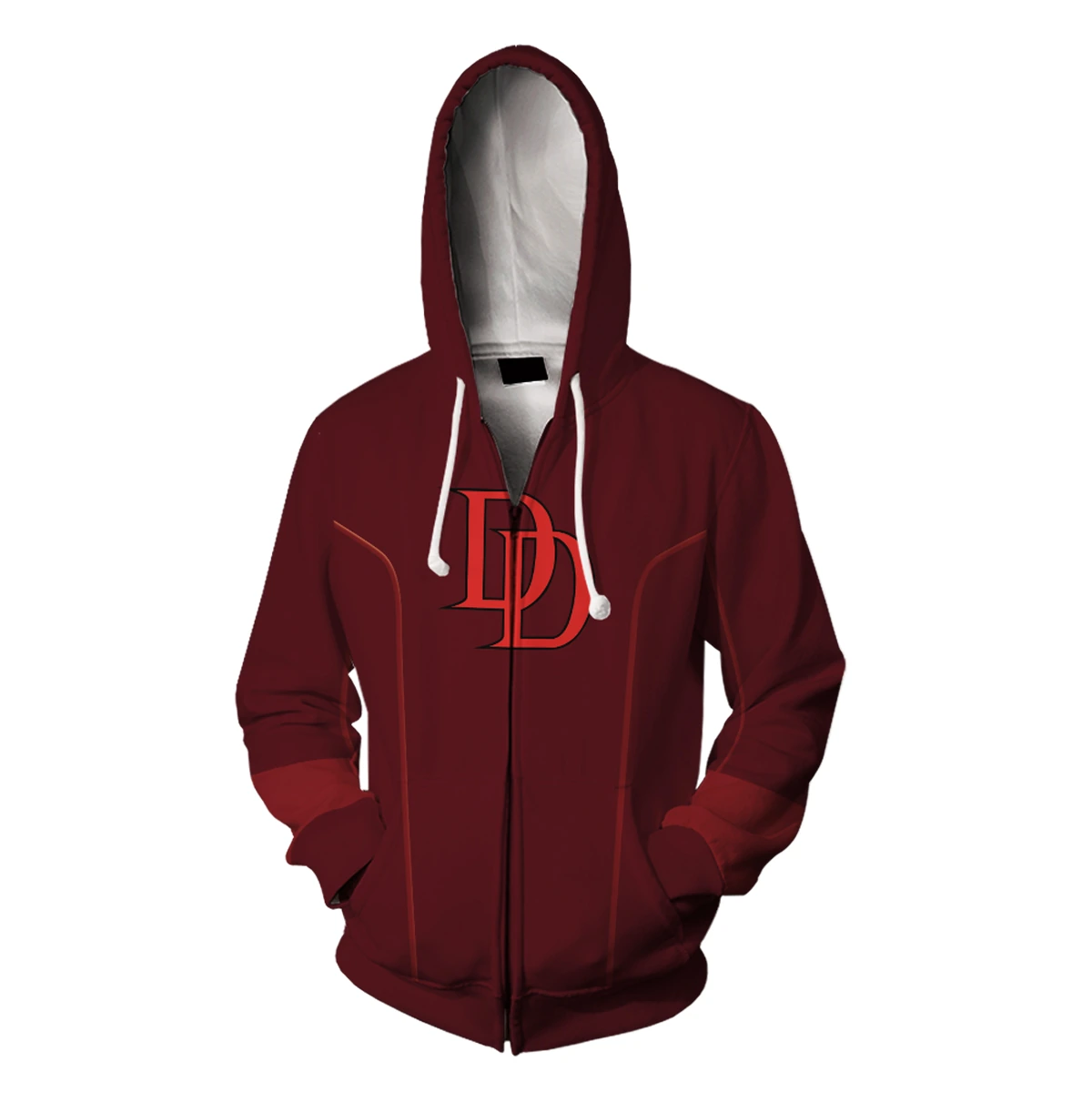 Burgundy custom zip-up hoodie design example