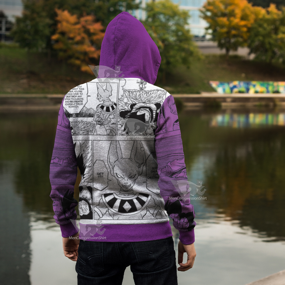 Beerus Dragon Ball Purple Zip Up Hoodie