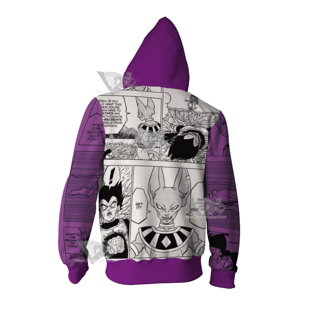 Beerus Dragon Ball Purple Zip Up Hoodie