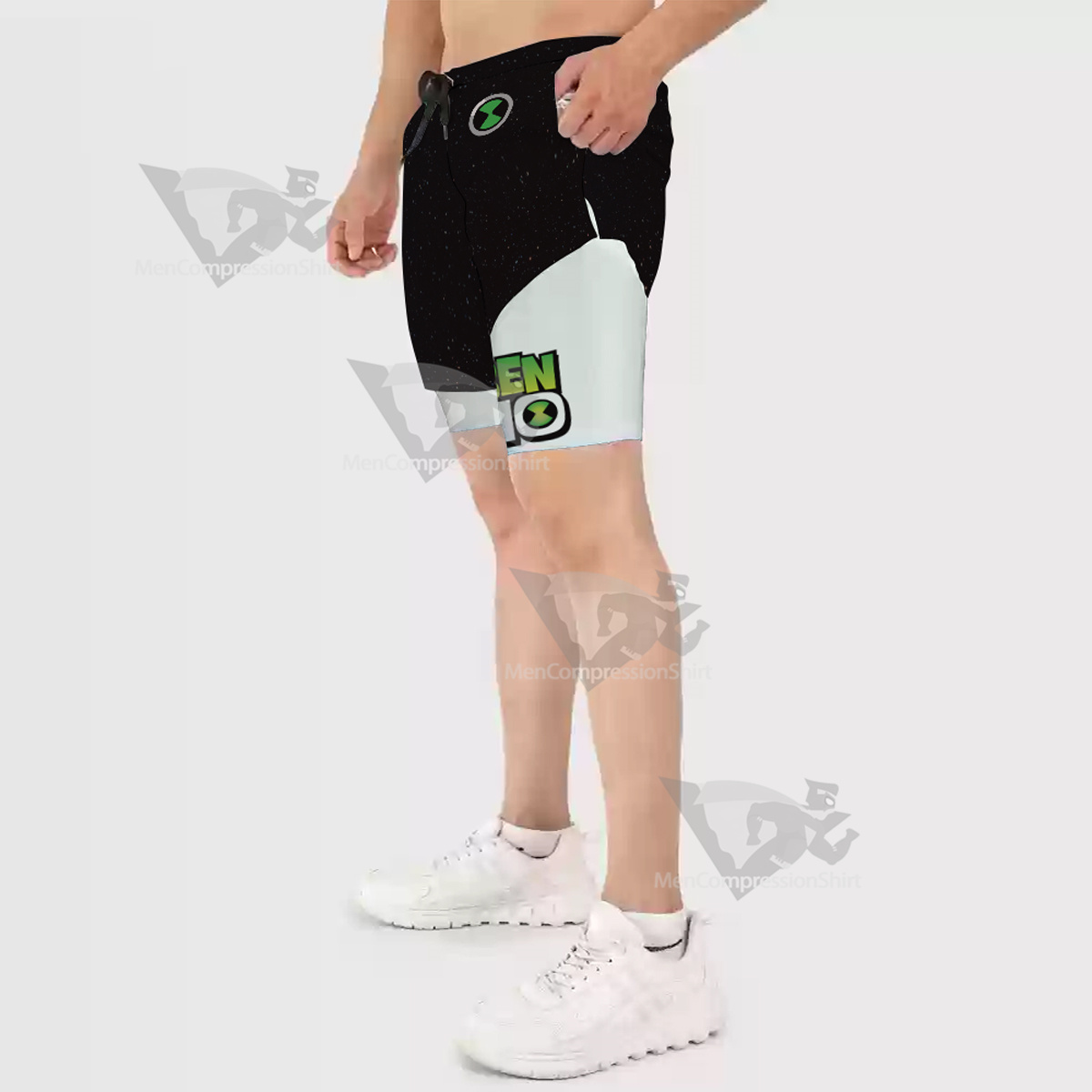 Ben 10 Alien X Black Men Compression Gym Short