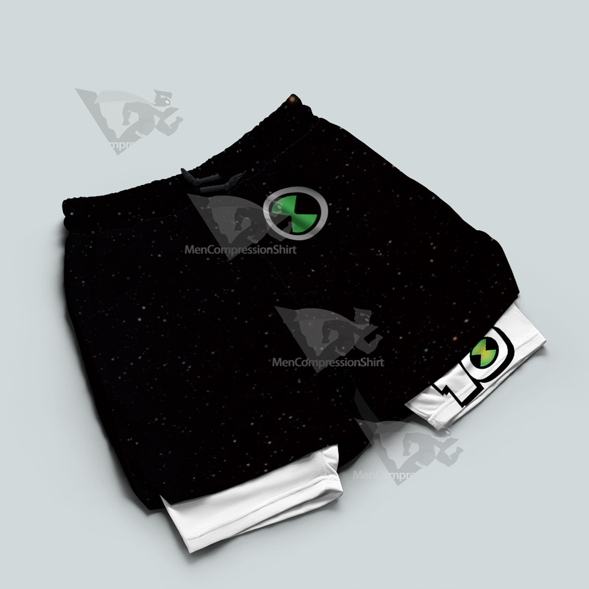 Ben 10 Alien X Black Men Compression Gym Short