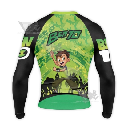 Ben 10 Logo Green Long Sleeve Compression Shirt