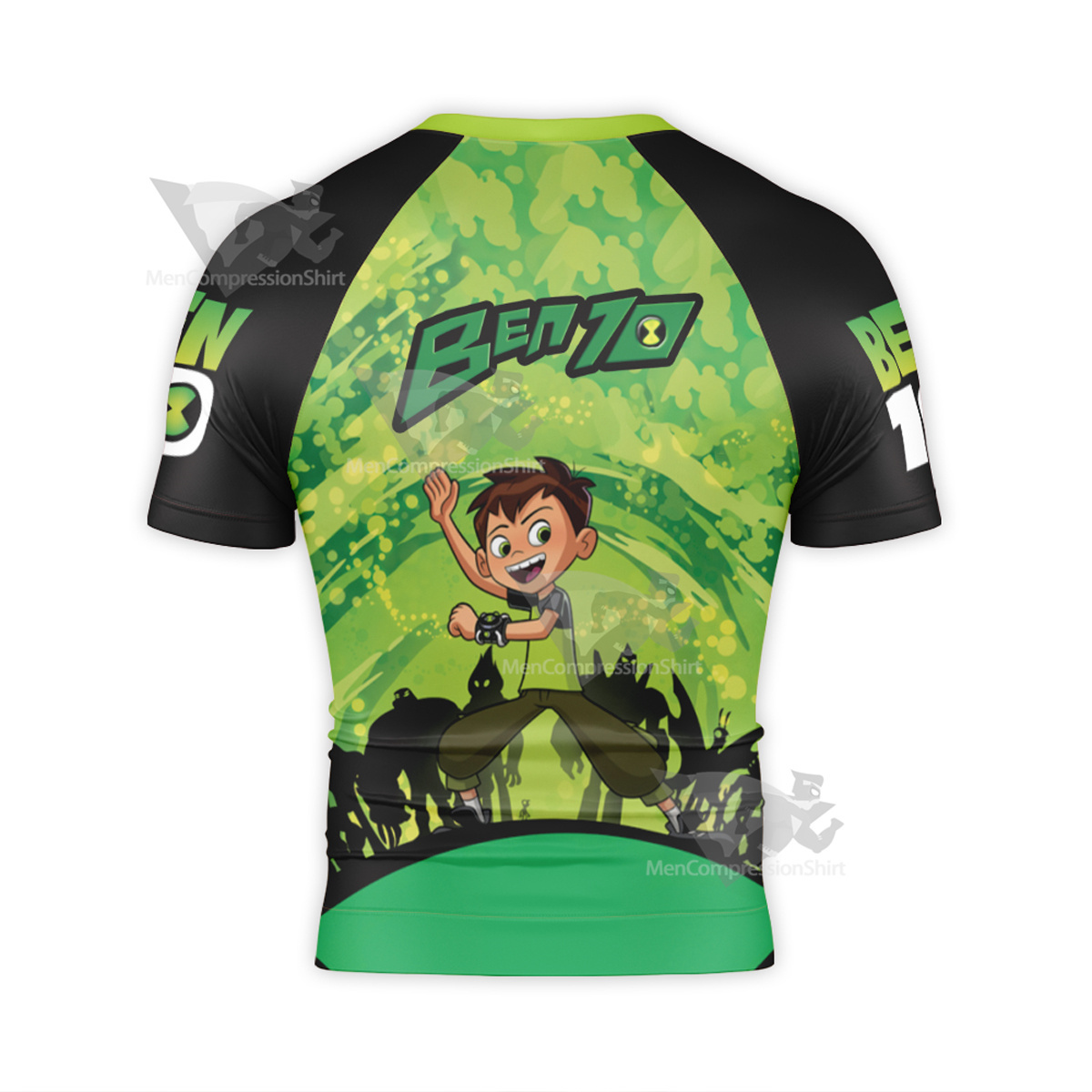 Ben 10 Logo Green Short Sleeve Compression Shirt