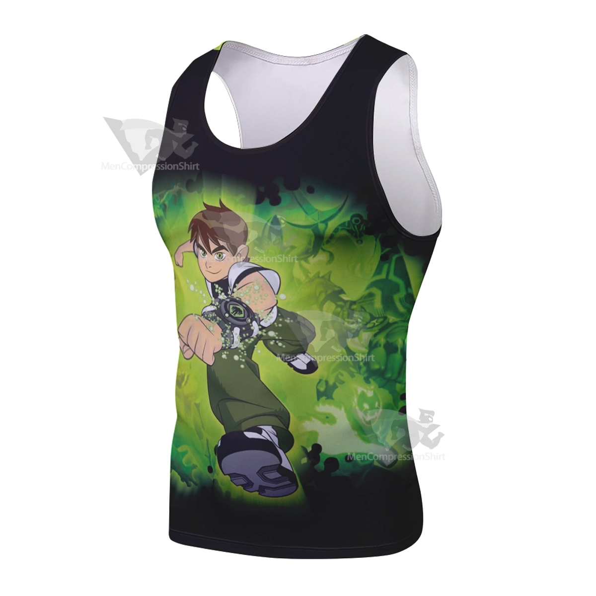 Ben 10 Logo Green Sleeveless Compression Shirt