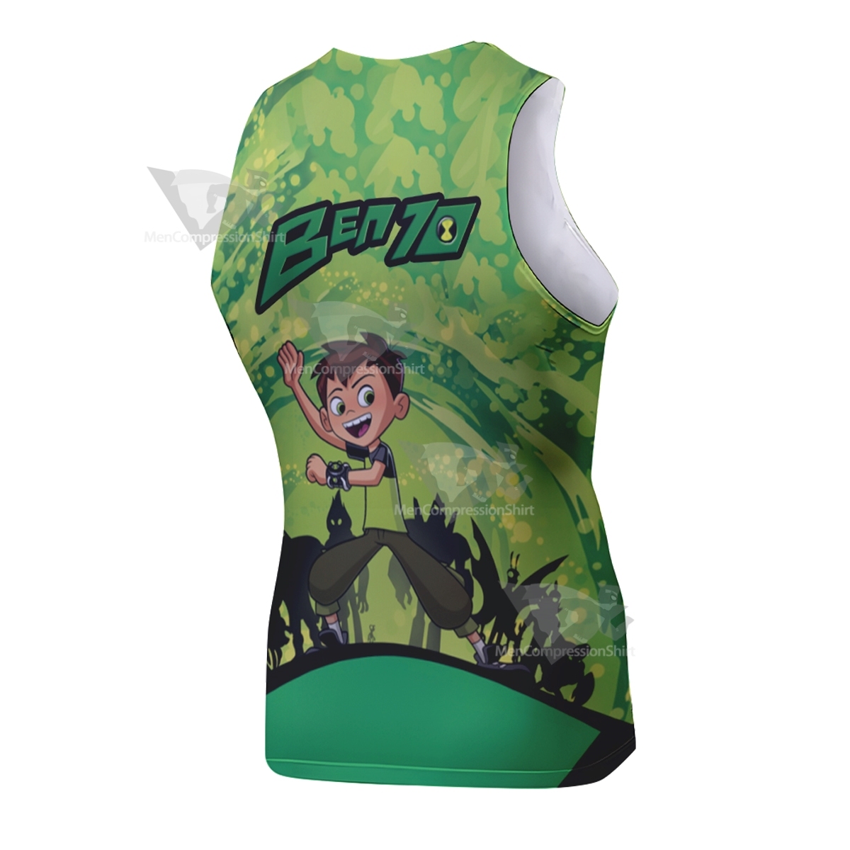 Ben 10 Logo Green Sleeveless Compression Shirt