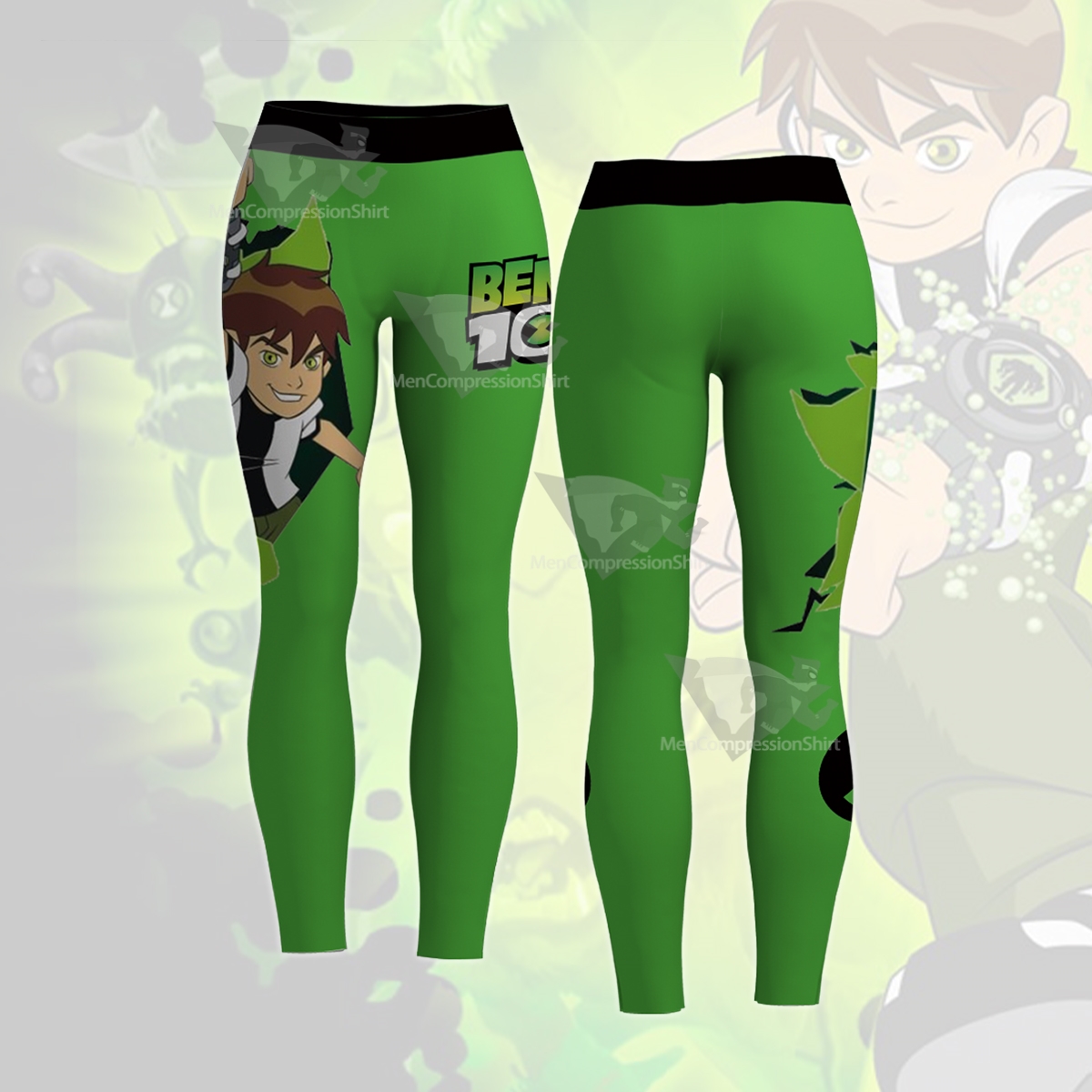 Ben 10 Logo Green Women Compression Legging-MensCompressionShirt