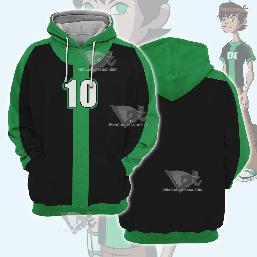 Ben10 Ben Tennyson Green And Black Cosplay Hoodie