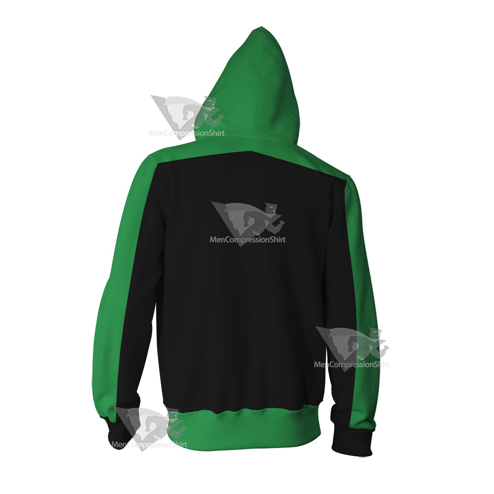 Ben10 Ben Tennyson Green And Black Cosplay Zip Up Hoodie