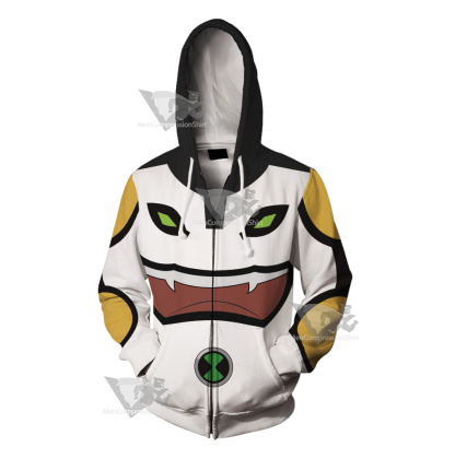Ben10 Cannonbolt White Cosplay Zip Up Hoodie