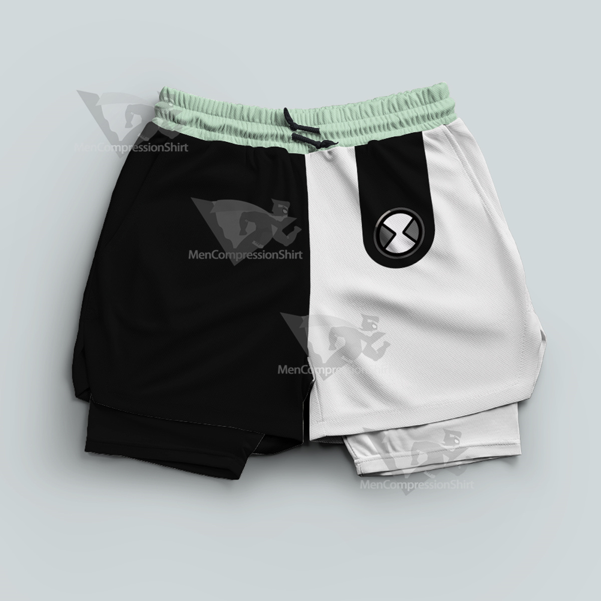 Ben10 Diamondhead Black White Men Compression Gym Short