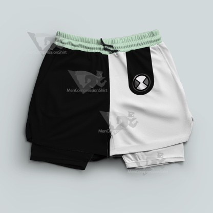 Ben10 Diamondhead Black White Men Compression Gym Short