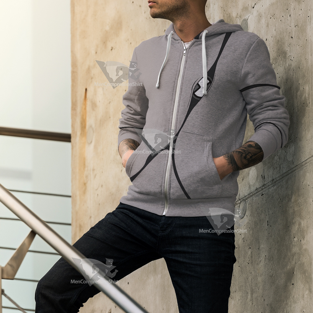 Ben10 Ghostfreak Grey Cosplay Zip Up Hoodie
