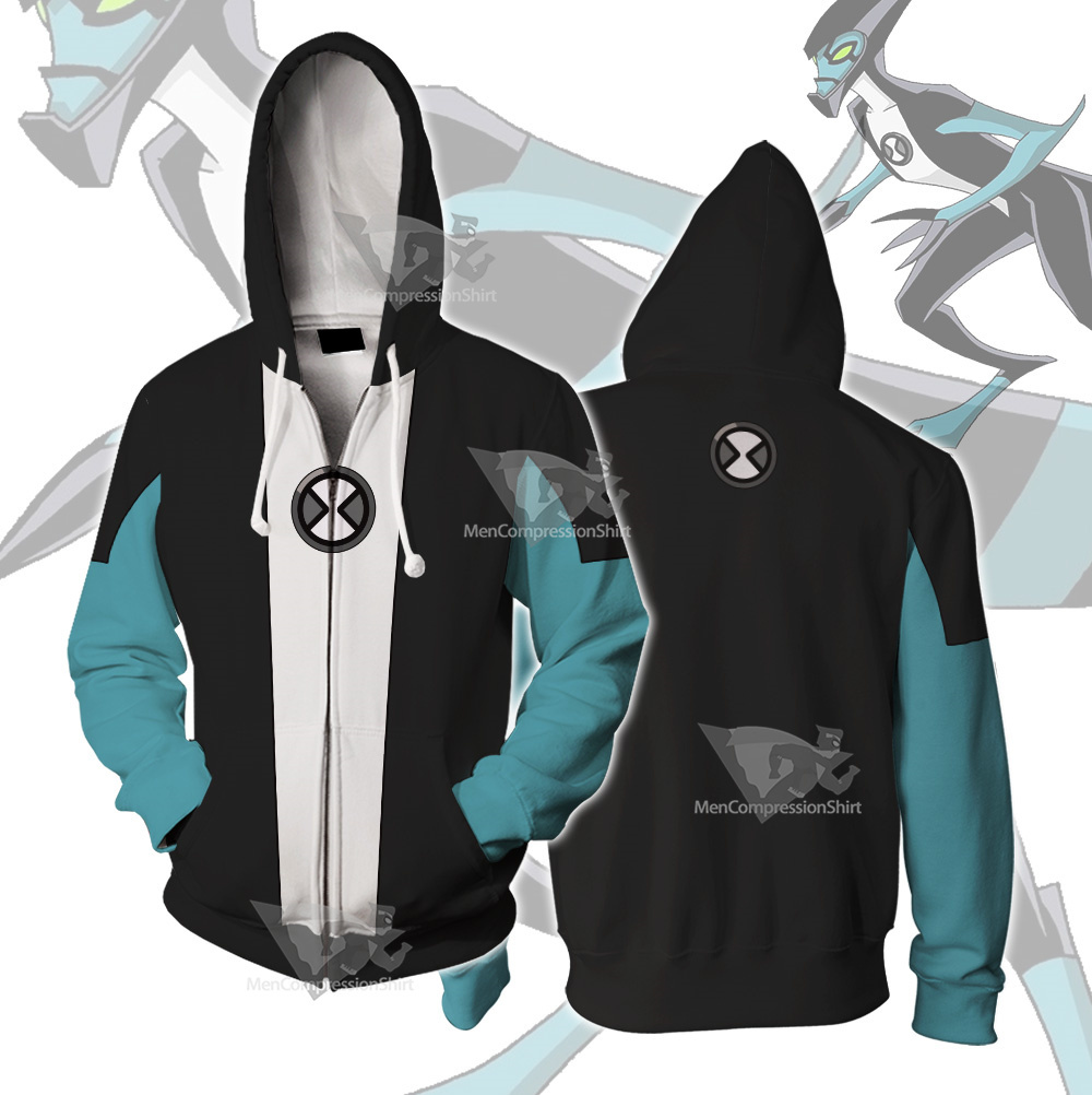 Ben10 Xlr8 White Cosplay Zip Up Hoodie – MensCompressionShirt