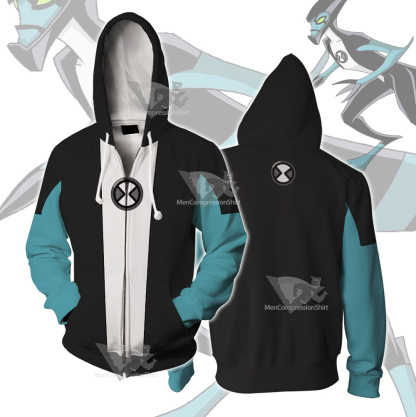 Ben10 Xlr8 White Cosplay Zip Up Hoodie – MensCompressionShirt