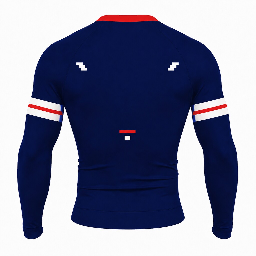West Coast Clubhouse Crossbar Navy Customizable Long Sleeve Compression Shirt back customization preview