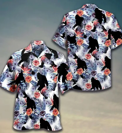 Bigfoot Sasquatch Folklore Creature Floral Pattern Summer Vacation Hawaiian Shirt
