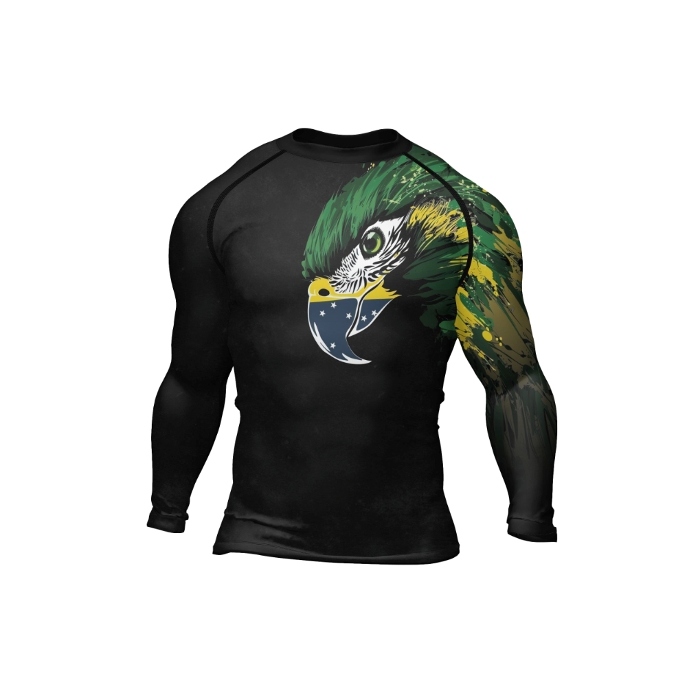 Bird Warrior With Brazil Flag Mens Long Sleeve Compression Shirt
