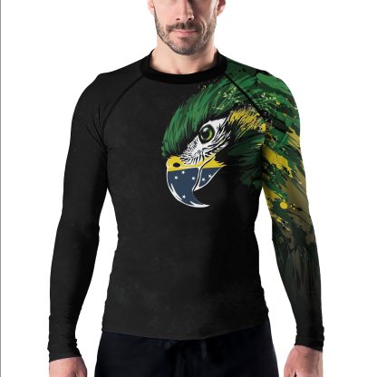 Bird Warrior With Brazil Flag Mens Long Sleeve Compression Shirt