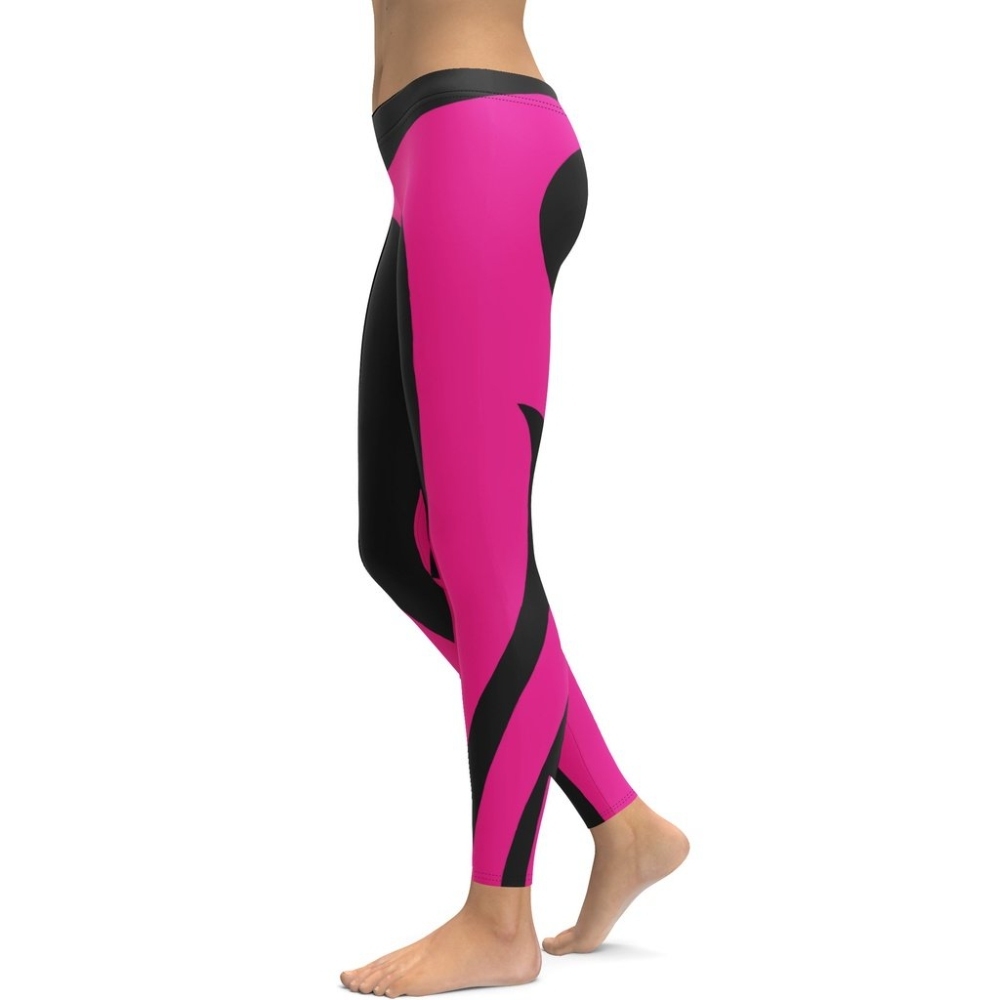 Black And Pink Heart Shaped lady Compression Legging