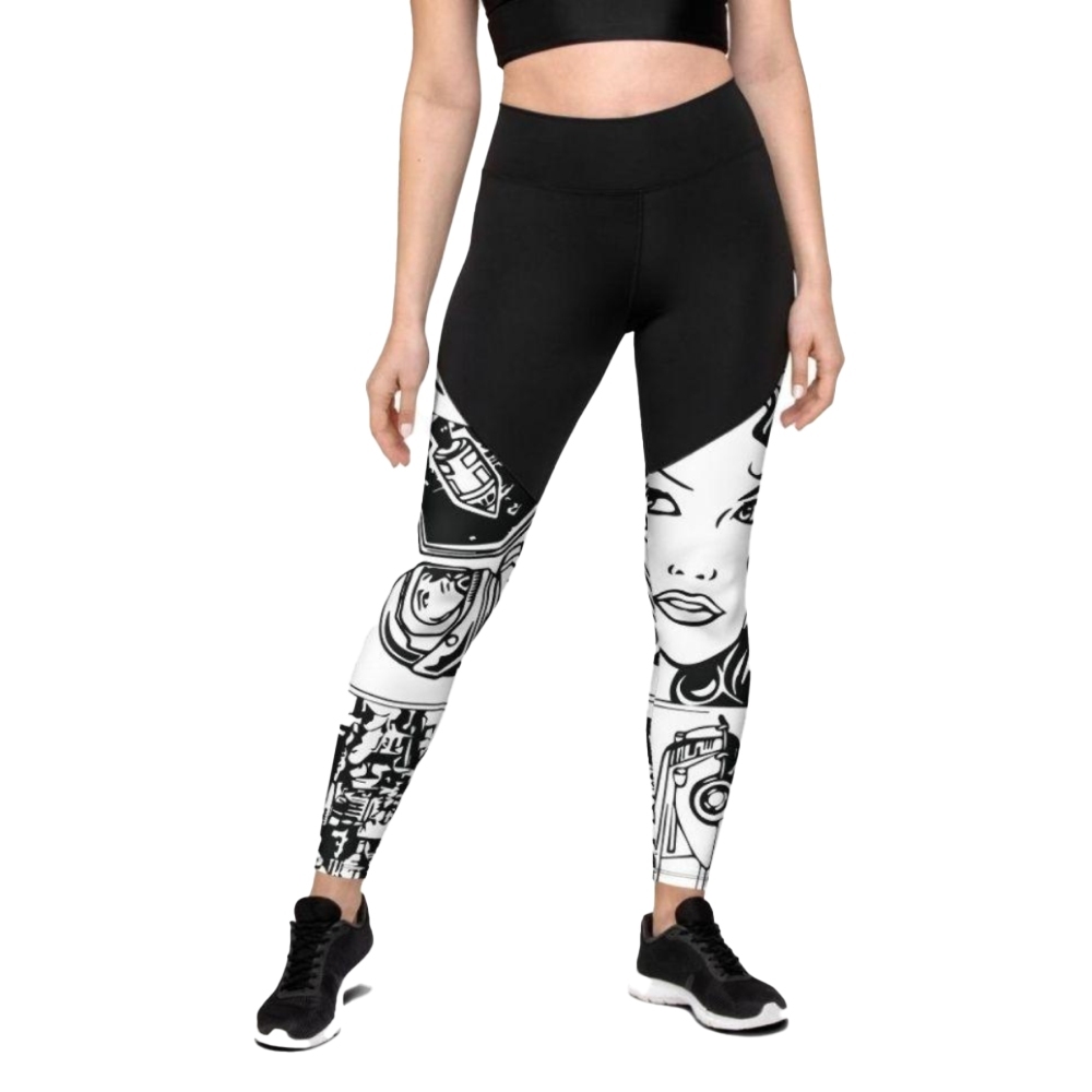 Black And White Comic Book Women Compression Legging